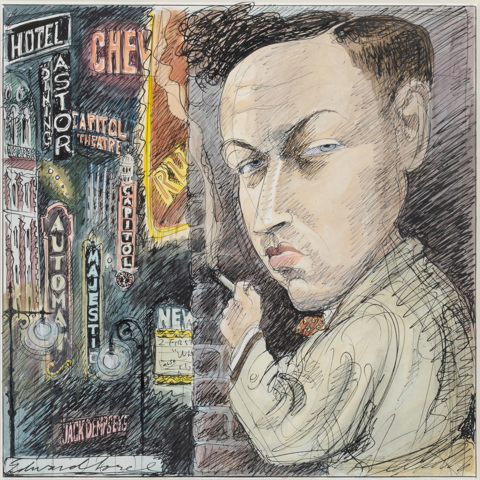 Edward Sorel American, b. 1929 Times Square (1 of 3)