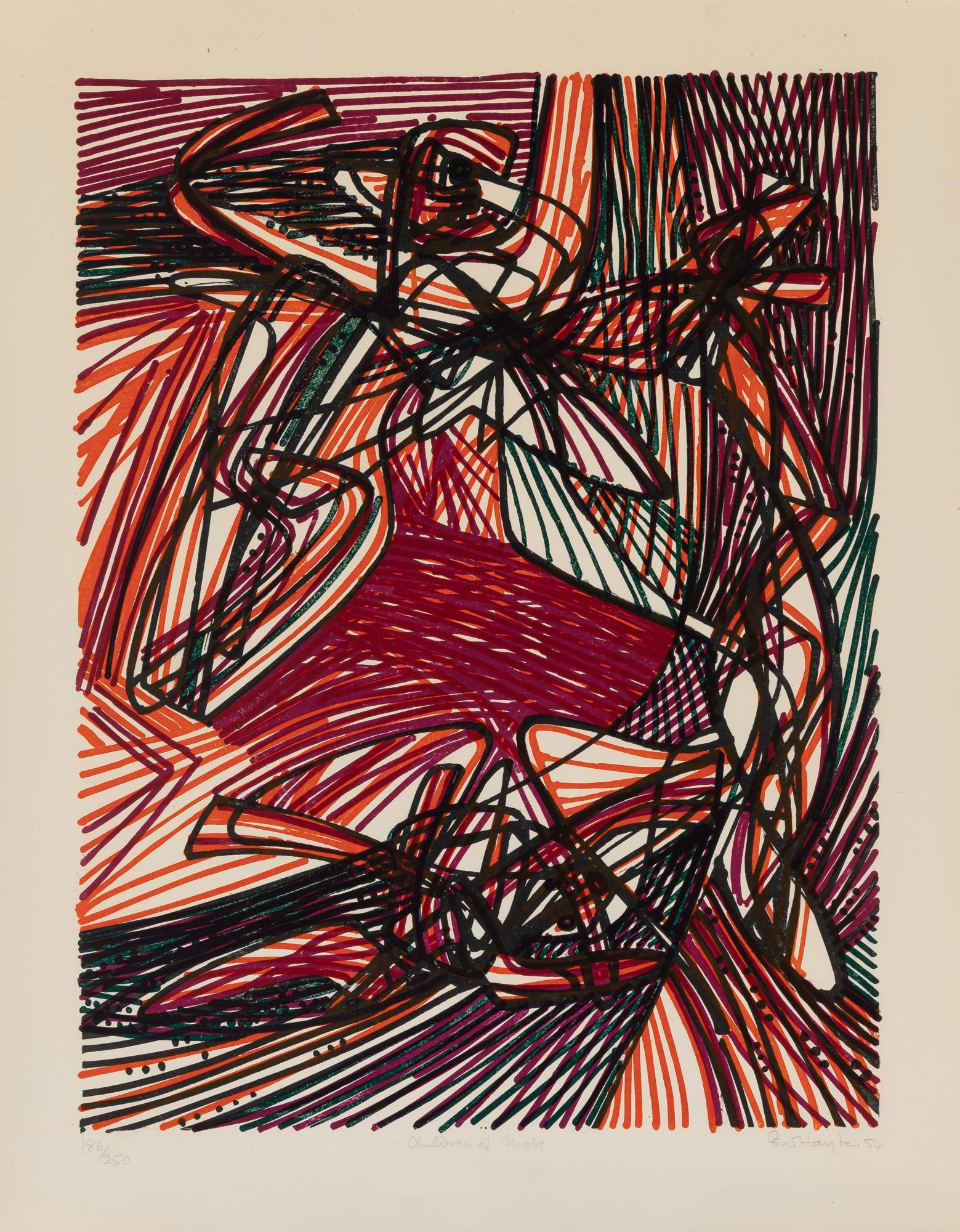 Stanley William Hayter CHILDREN OF NIOBE Color lithograph, framed (1 of 4)