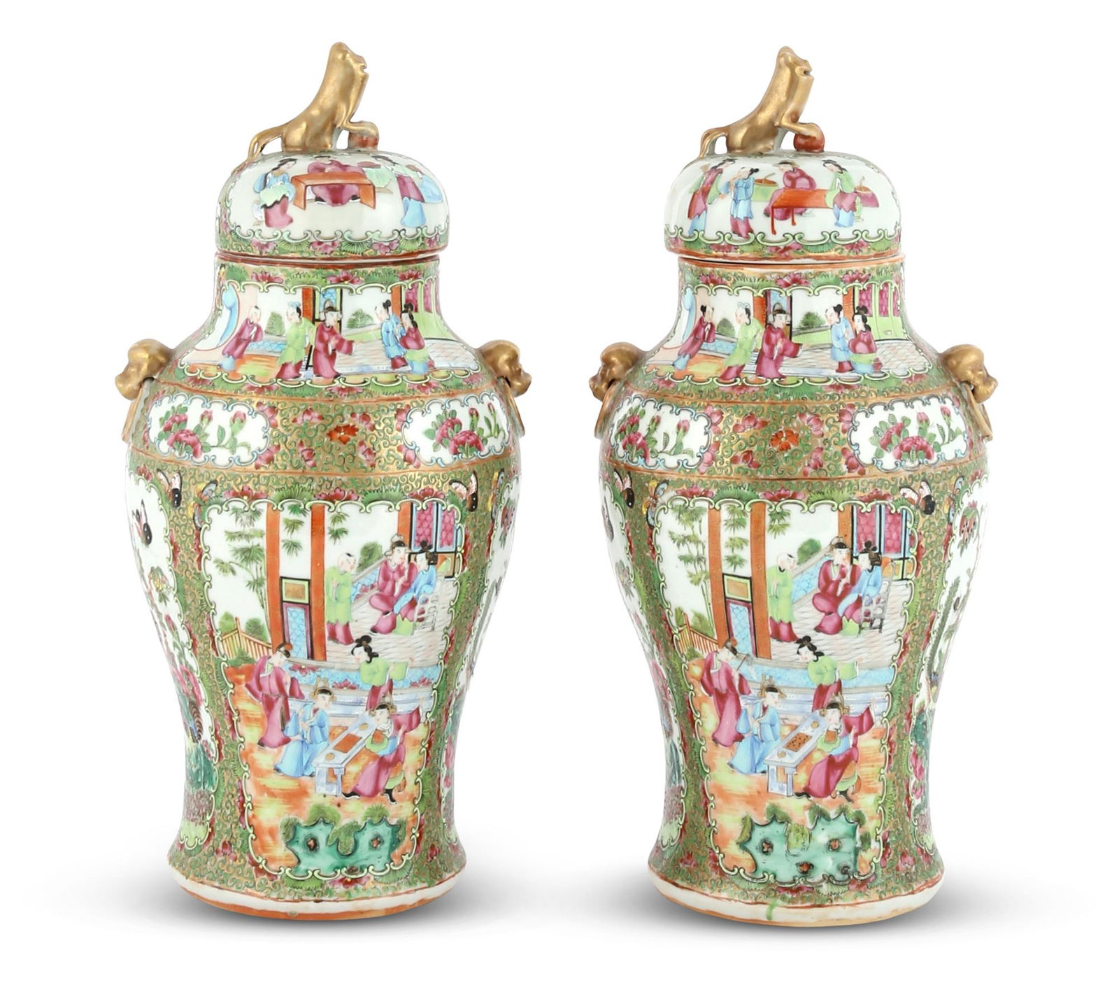 A Pair of Chinese Rose Mandarin Porcelain Vases and Covers (1 of 5)