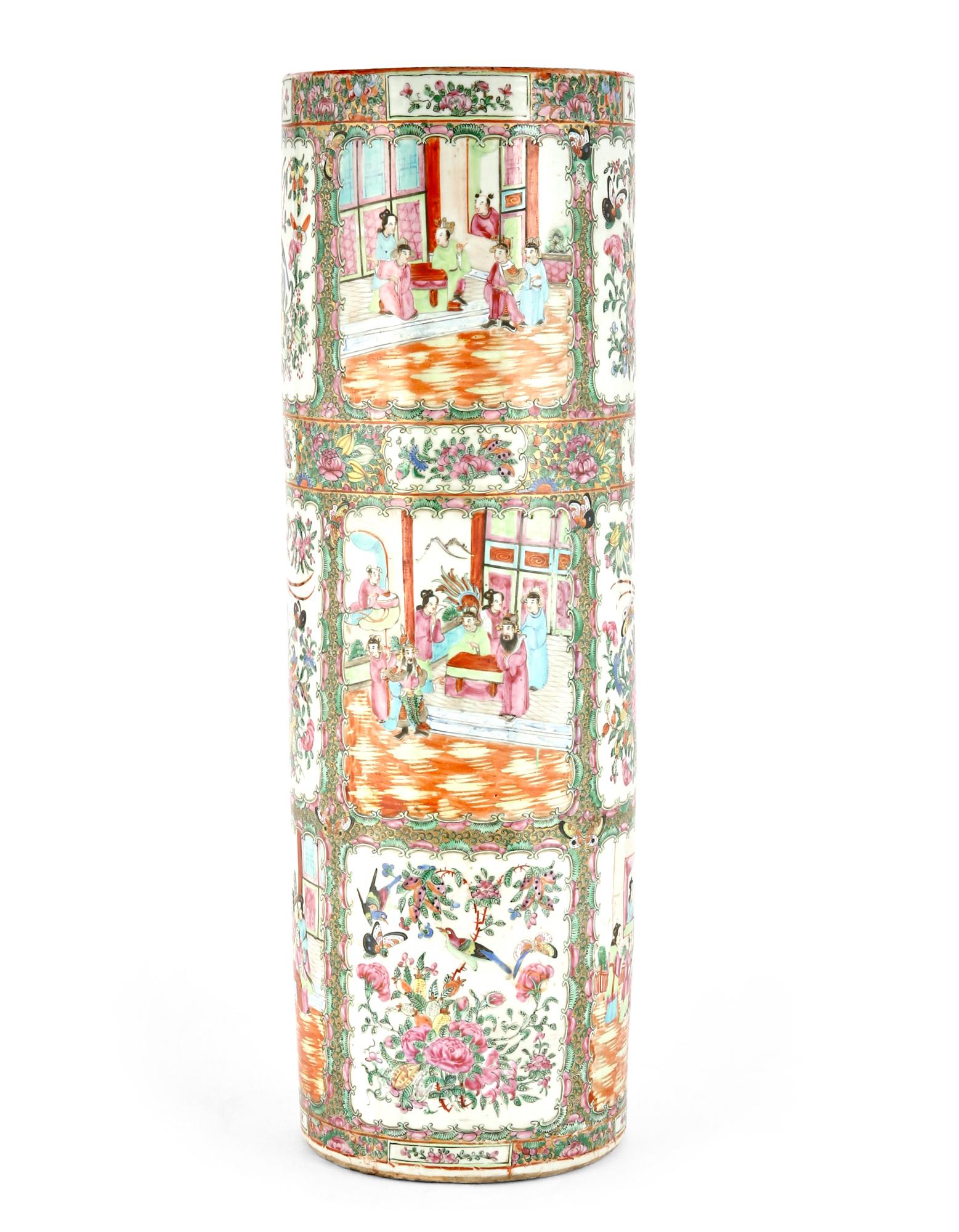 Chinese Rose Mandarin Porcelain Umbrella Stand (1 of 4)