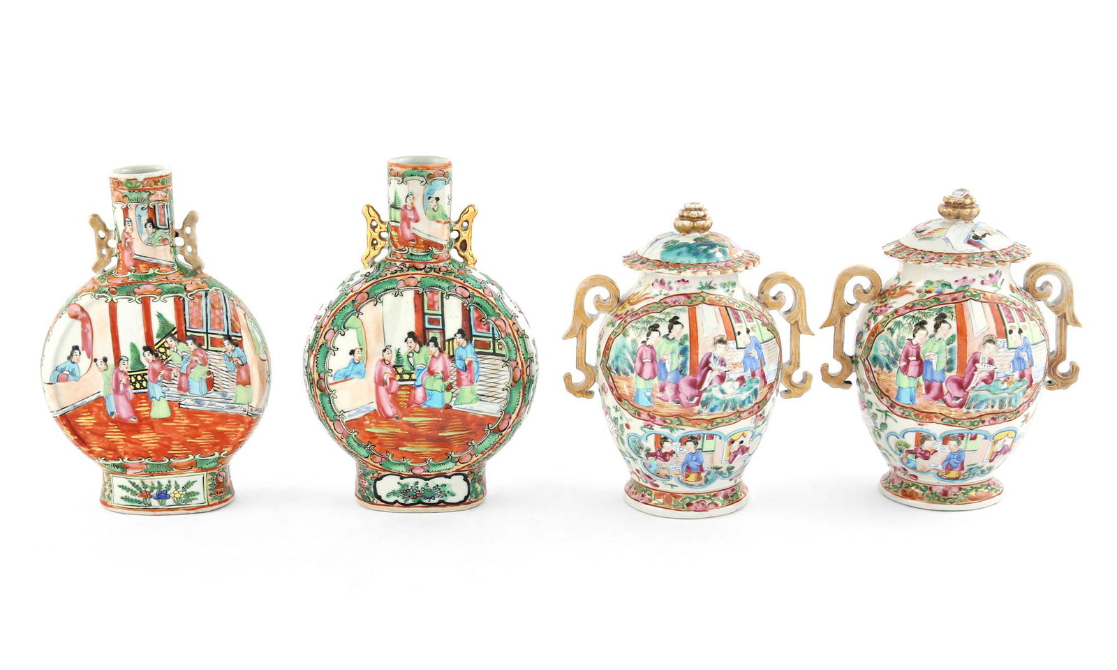 Two Pairs of Chinese Rose Medallion Porcelain Vases (1 of 4)