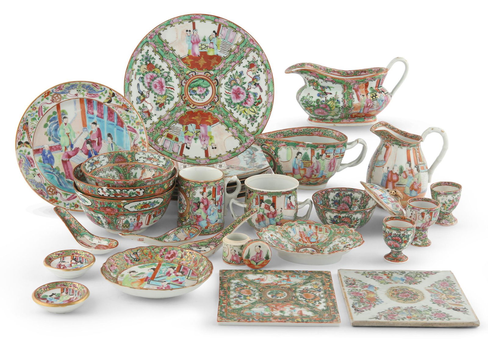 Large Group of Chinese Rose Medallion Porcelain Articles (1 of 4)