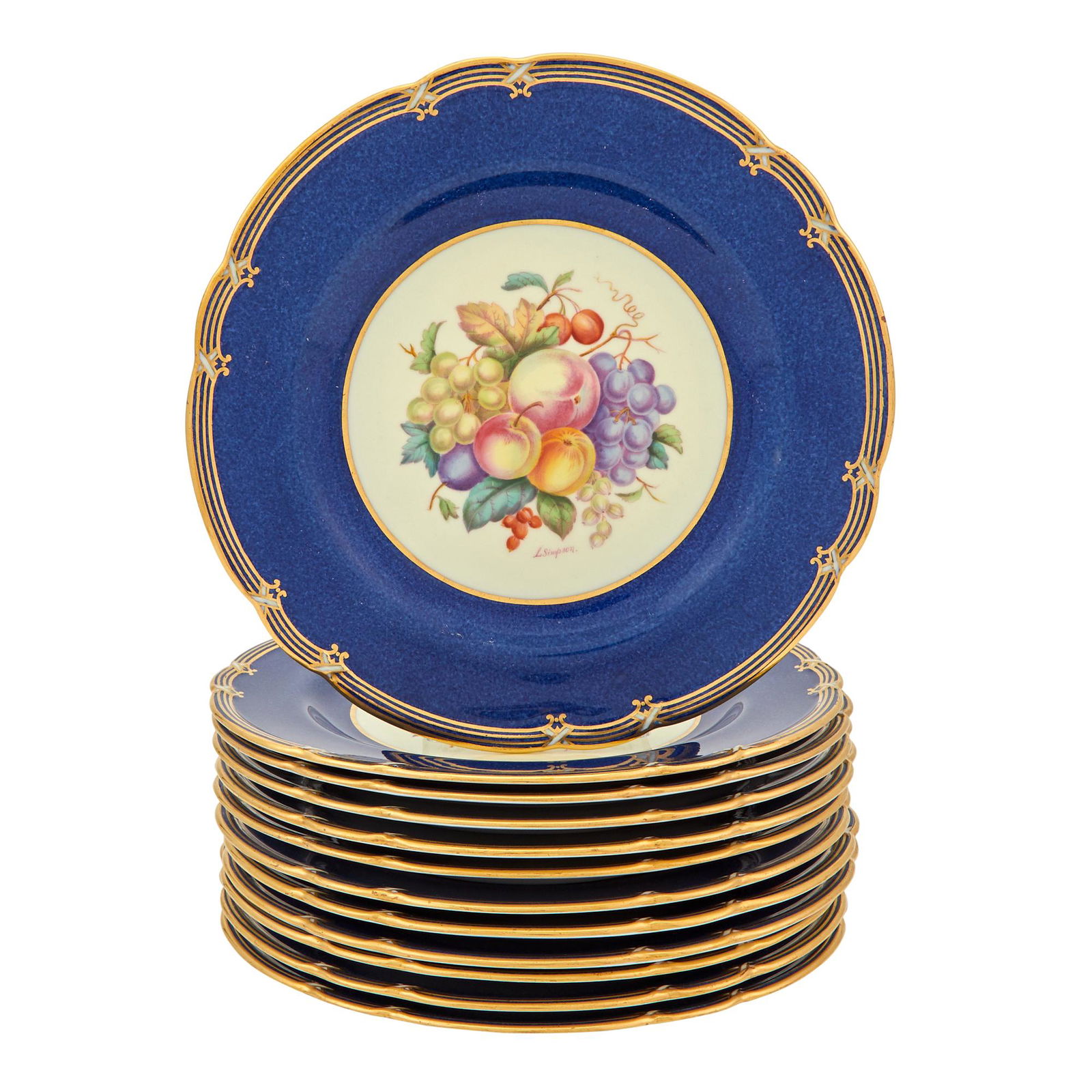 Set of Twelve Spode Porcelain Fruit Plates (1 of 4)