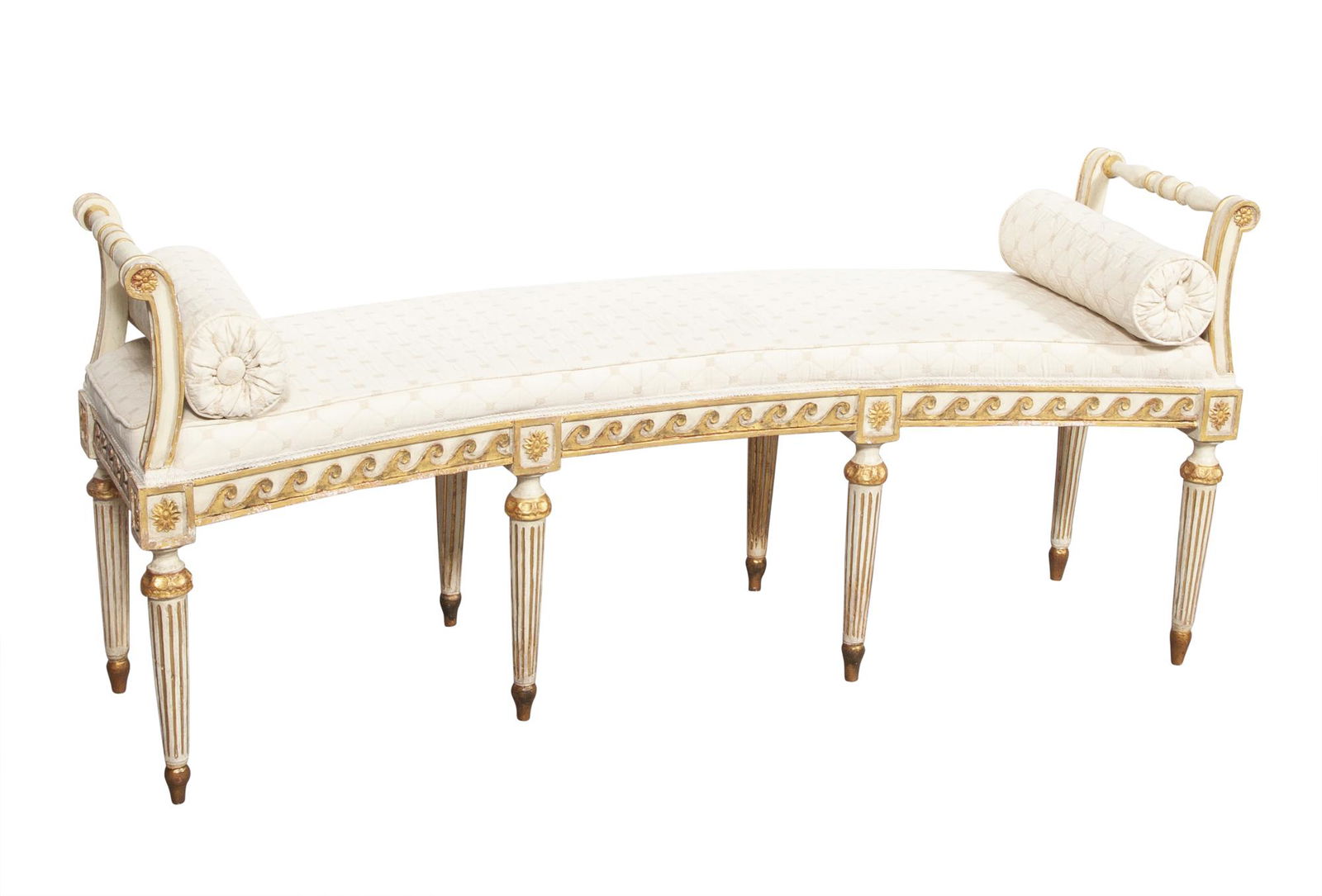 Louis XVI Style Painted and Parcel-Gilt Bench (1 of 5)