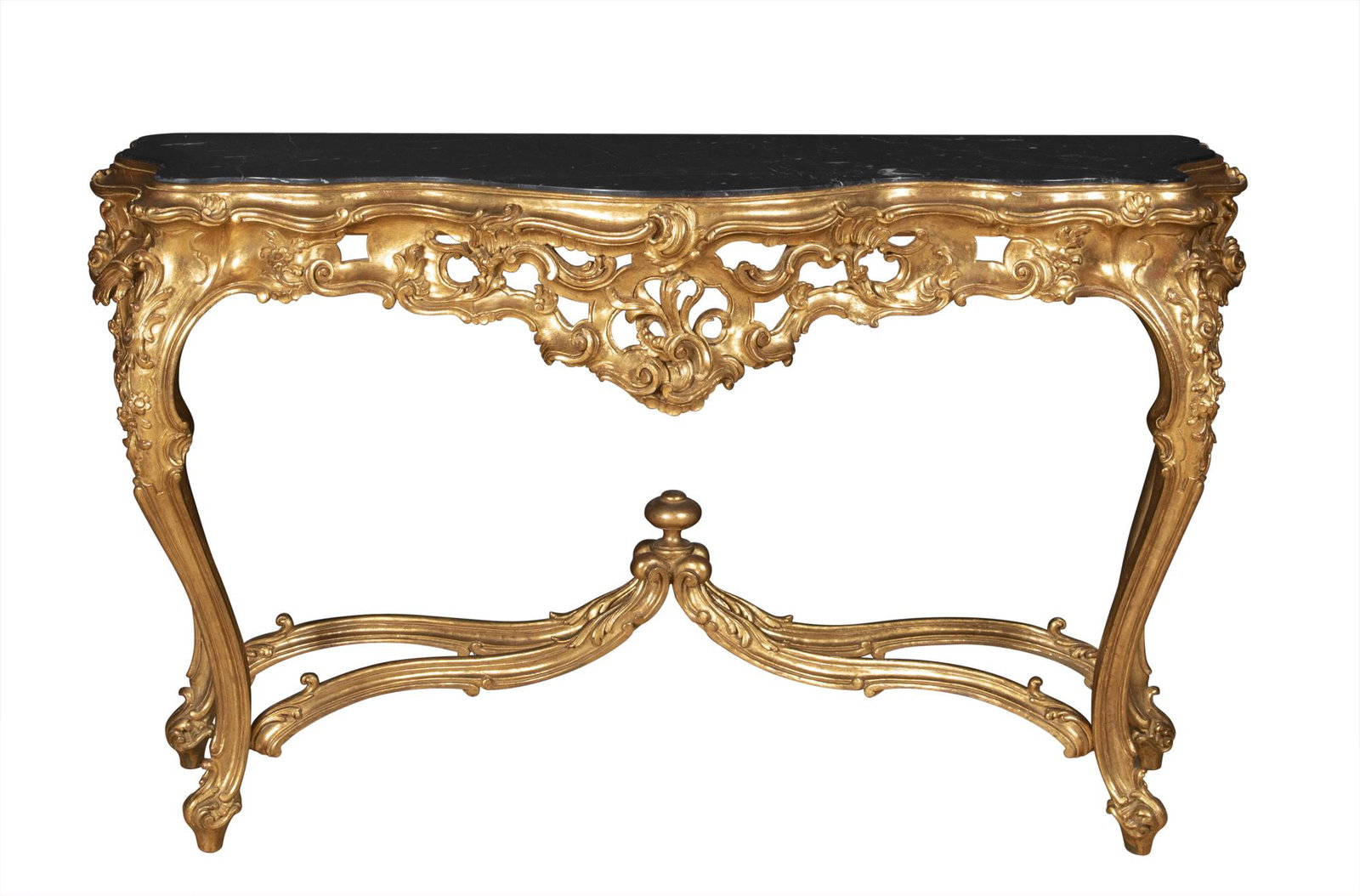 Continental Rococo Style Giltwood Marble Top Console (1 of 6)