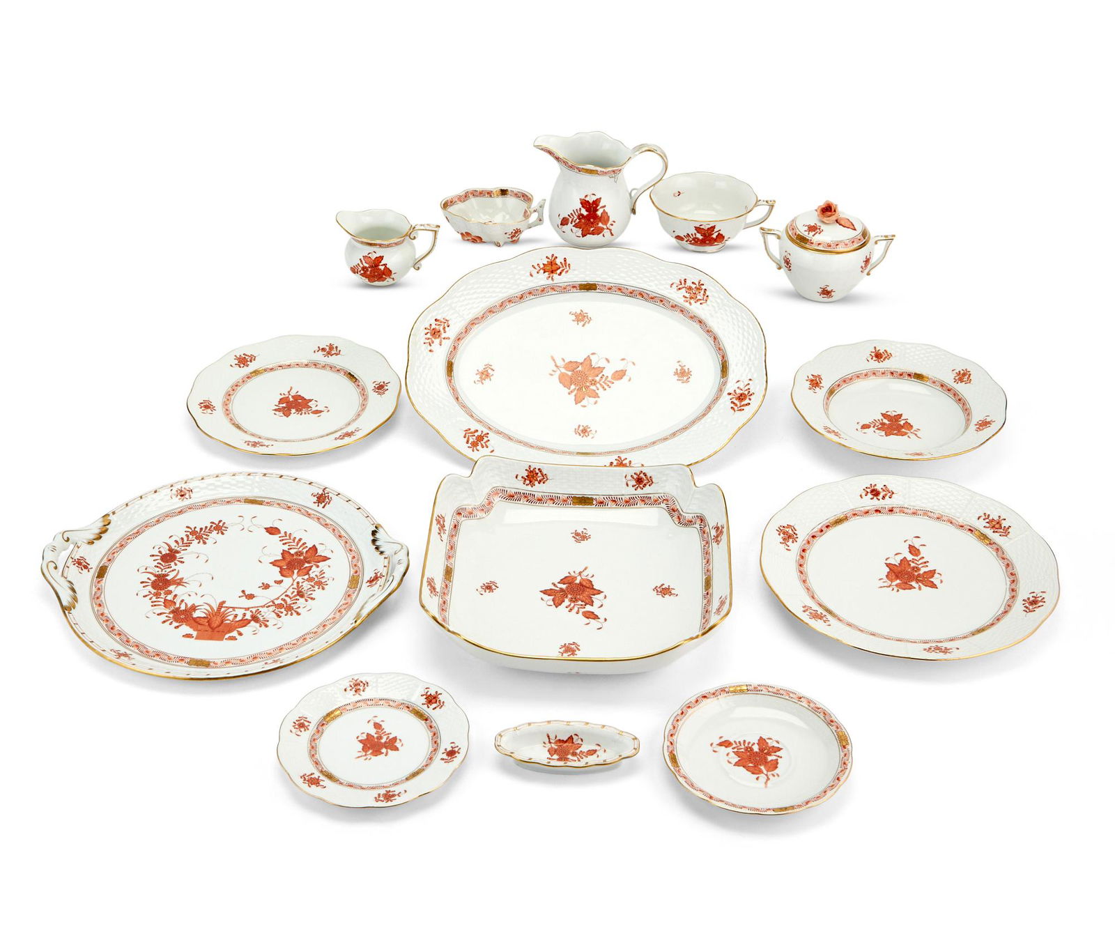 Herend Porcelain Chinese Bouquet Rust Pattern Dinner Service; Together with Five Herend Porcelain (1 of 5)