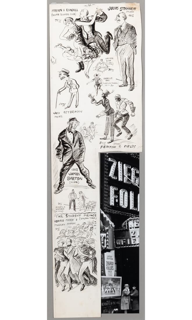 Reginald Marsh: American, 1898-1954Marion & Randall & Others to The Student Prince, circa 1925 Ink and graphite on paper28 1/2 x 8 1/4 inches (72.4 x 21 cm)Provenance:William Benton, New YorkCharles and Mar