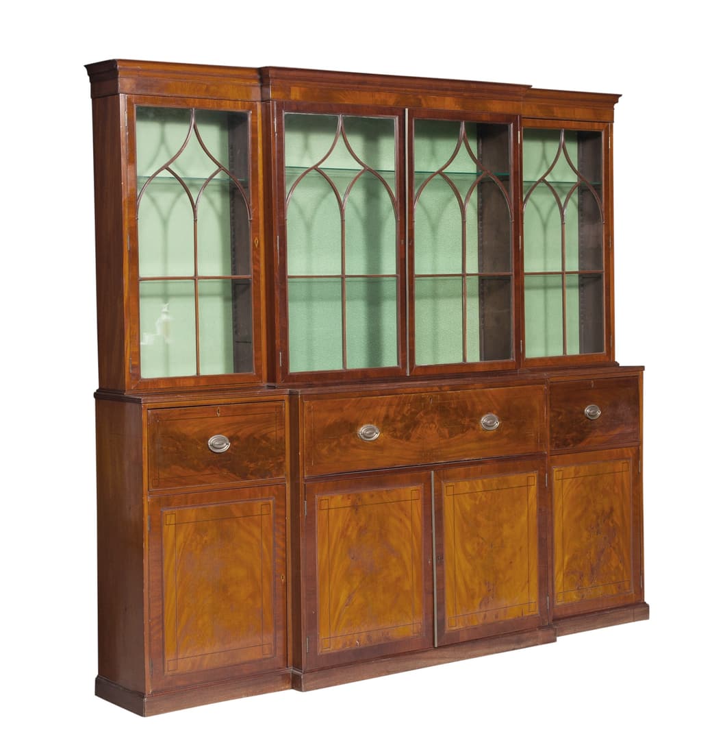 George III Inlaid Mahogany Breakfront Bookcase (1 of 6)