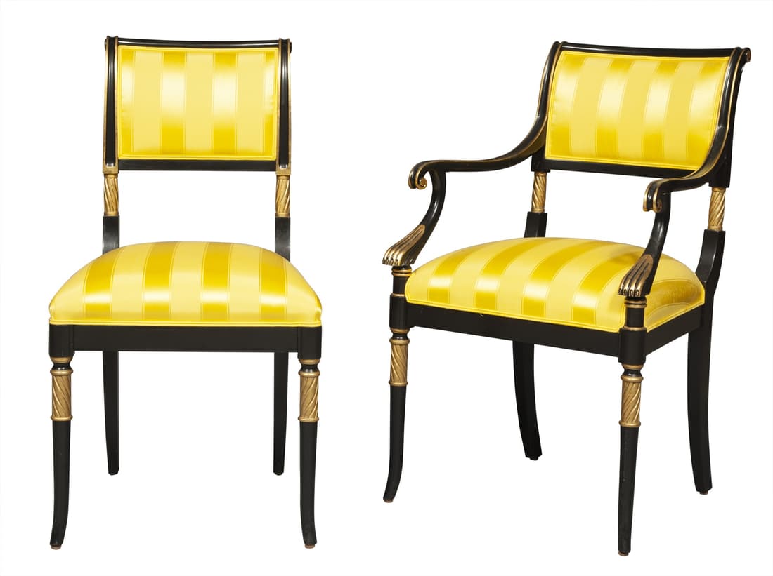 Set of Ten Regency Style Painted and Parcel Gilt Chairs (1 of 5)