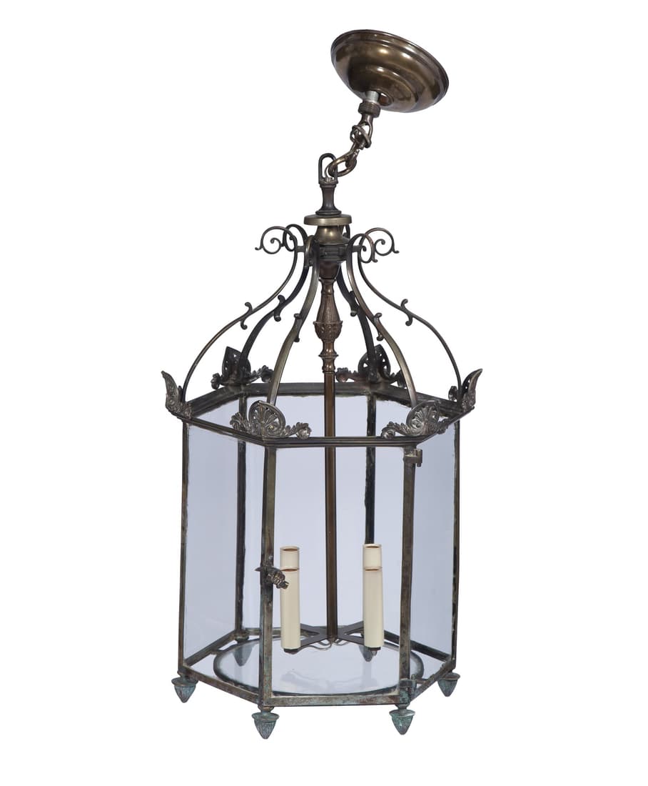 English Metal and Glass Four-Light Lantern (1 of 5)