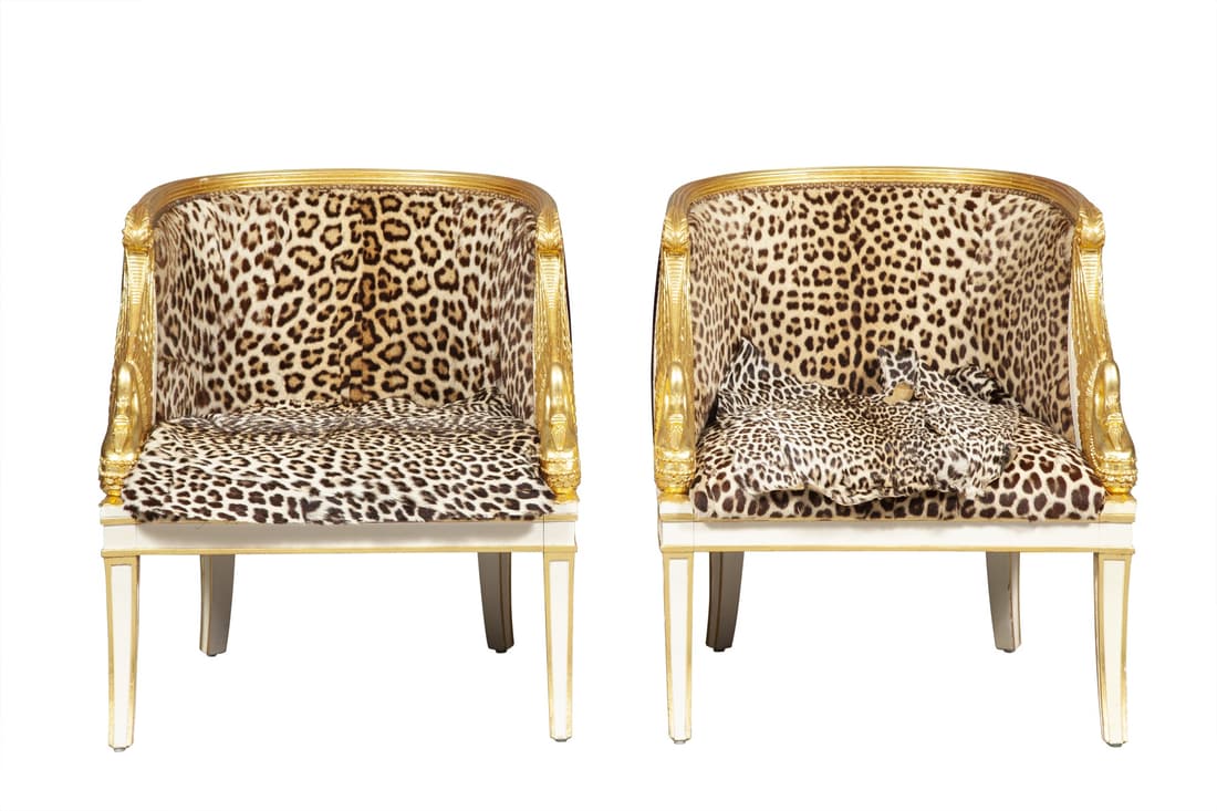 Set of Four Empire Style Painted and Parcel Gilt Armchairs (1 of 6)