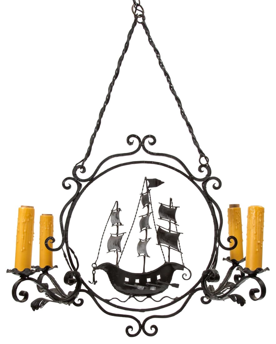 Iron Sailing Vessel Four-Light Chandelier (1 of 1)
