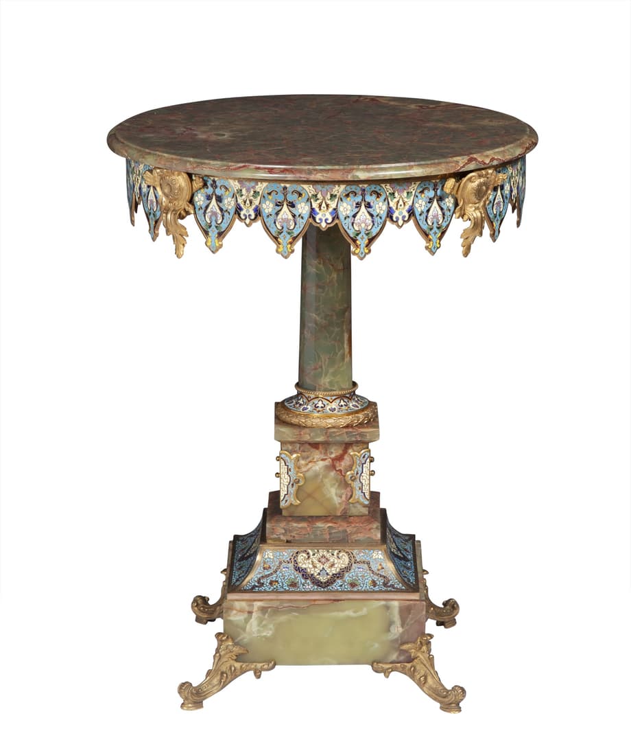 Cloisonné Enamel and Onyx Occasional Table (1 of 6)