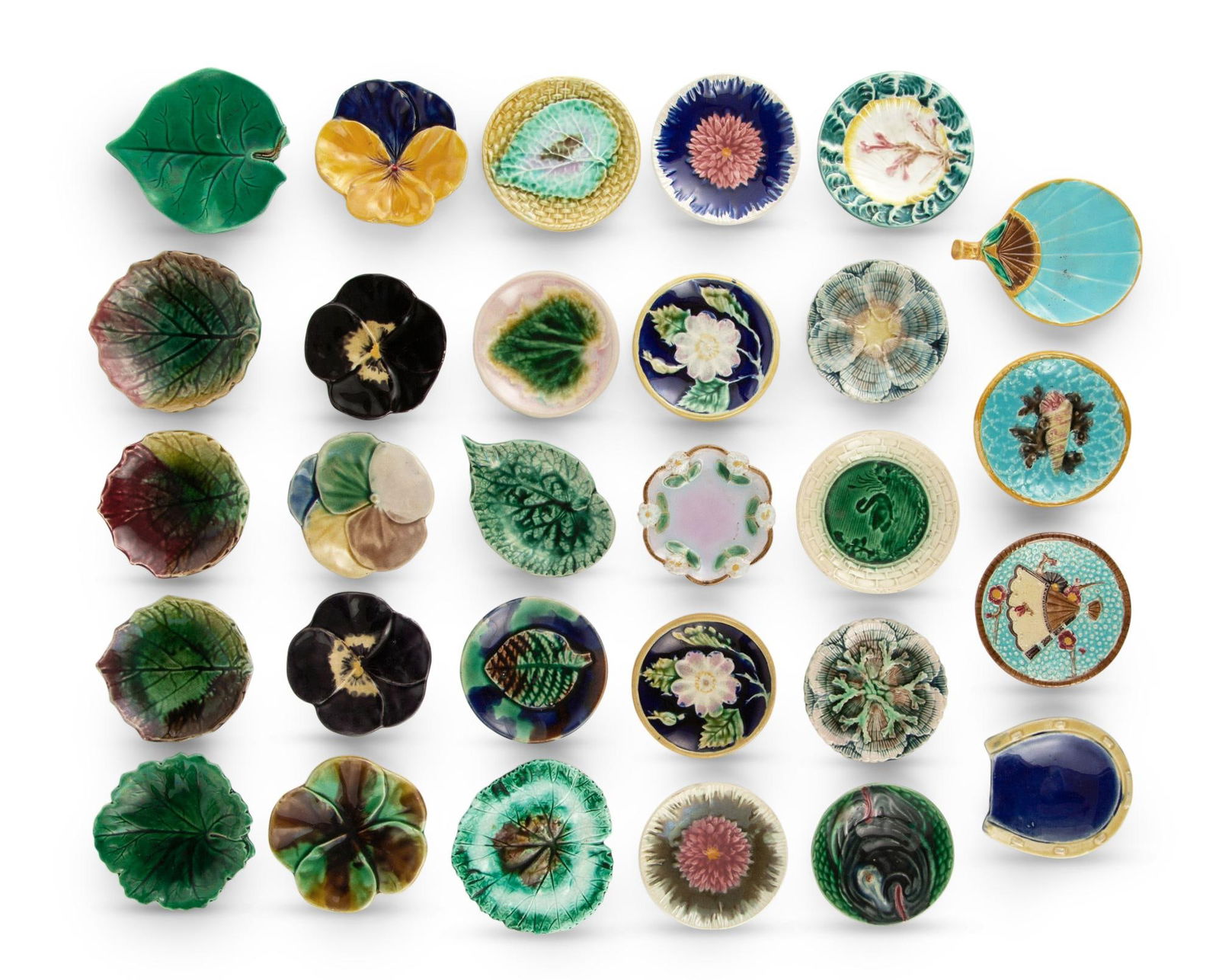 Group of Twenty-Nine Majolica Butter Pats (1 of 14)