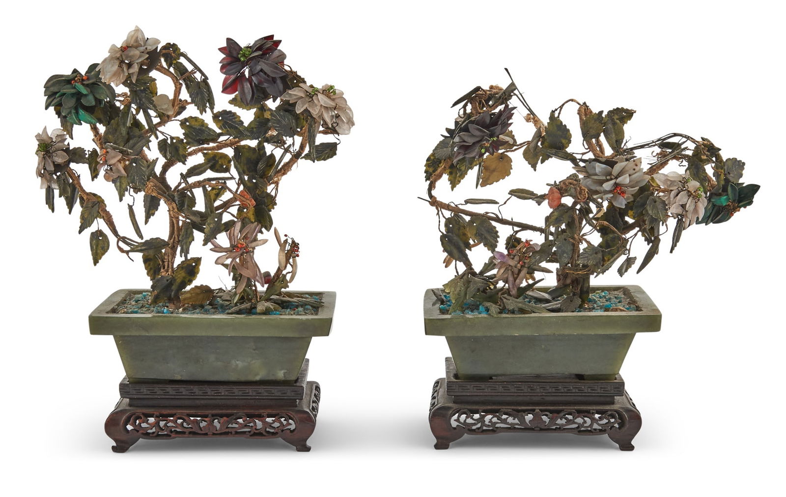 Pair of Chinese Jade And Hardstone 'Trees' (1 of 5)