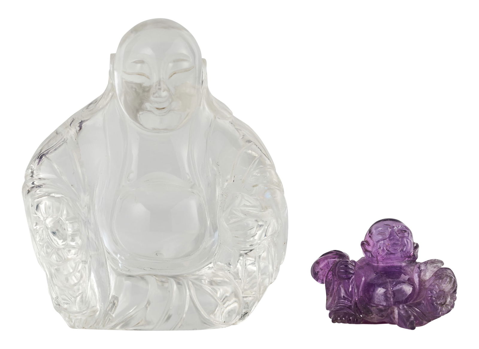 Two Chinese Carved Hardstone Figures of Budai (1 of 4)