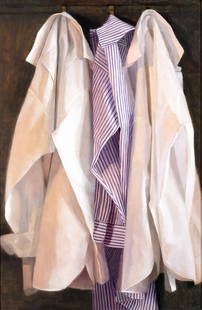 Judith Pond Kudlow: Estate / Collection: Property from The Estate of Donald D. MacDermid Sold to Benefit TASIS The American School In Switzerland American, b. 1946 Three Shirts Signed Kudlow (lr) Oil on canvas 33 x 21 3/