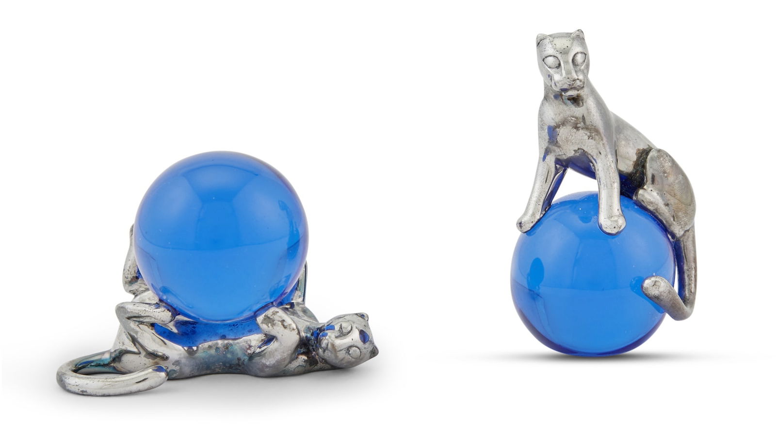 Two Cartier Panthere Silver and Glass Table Ornaments (1 of 5)