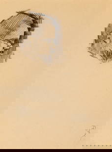 Paul Signac: Estate / Collection: Property from the Collection of Helen Sonnenberg Tucker French, 1863-1935 Sketch of Maximilien Luce Stamped PS (lr); stamped Vente Feneon (ll) Pencil on paper laid down on card 10