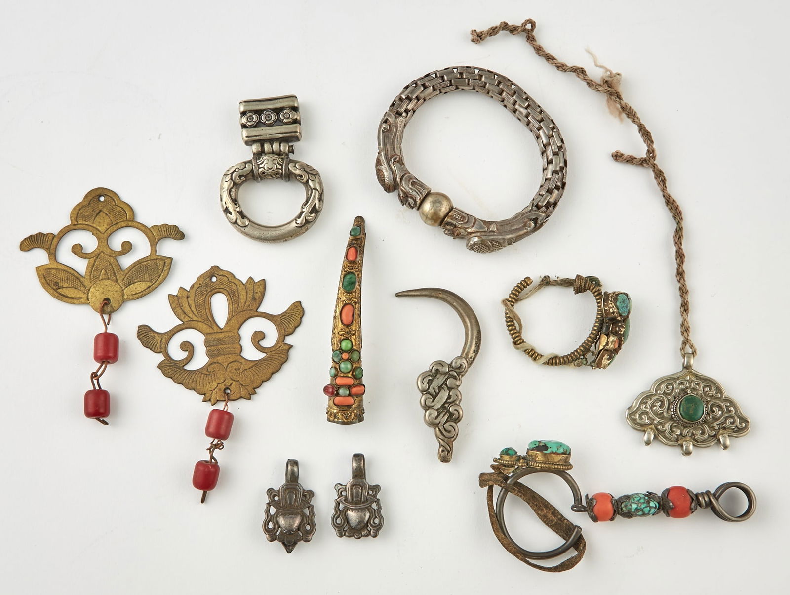 A Group of Tibetan and Chinese Jewelry Articles 19th Century and Earlier (1 of 10)