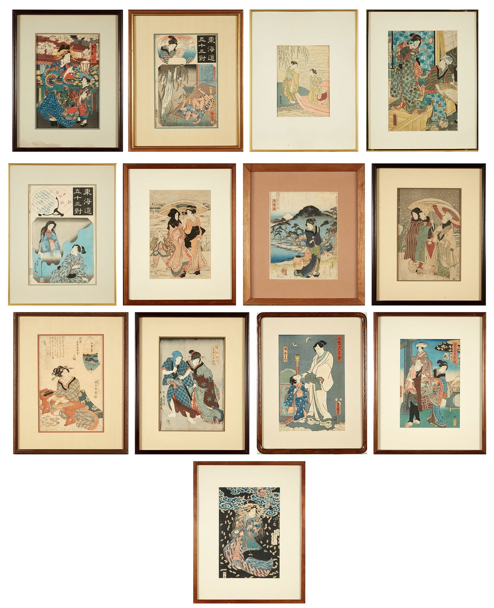 Thirteen Japanese Ukiyo-e Woodblock Prints 19th Century (1 of 13)