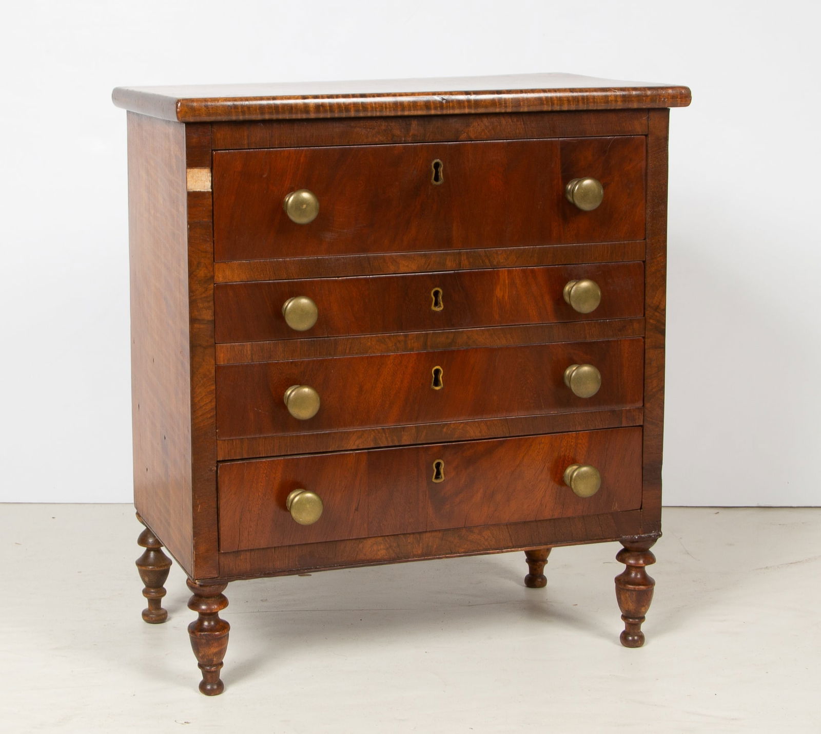 Miniature Figured Maple Chest of Drawers (1 of 7)