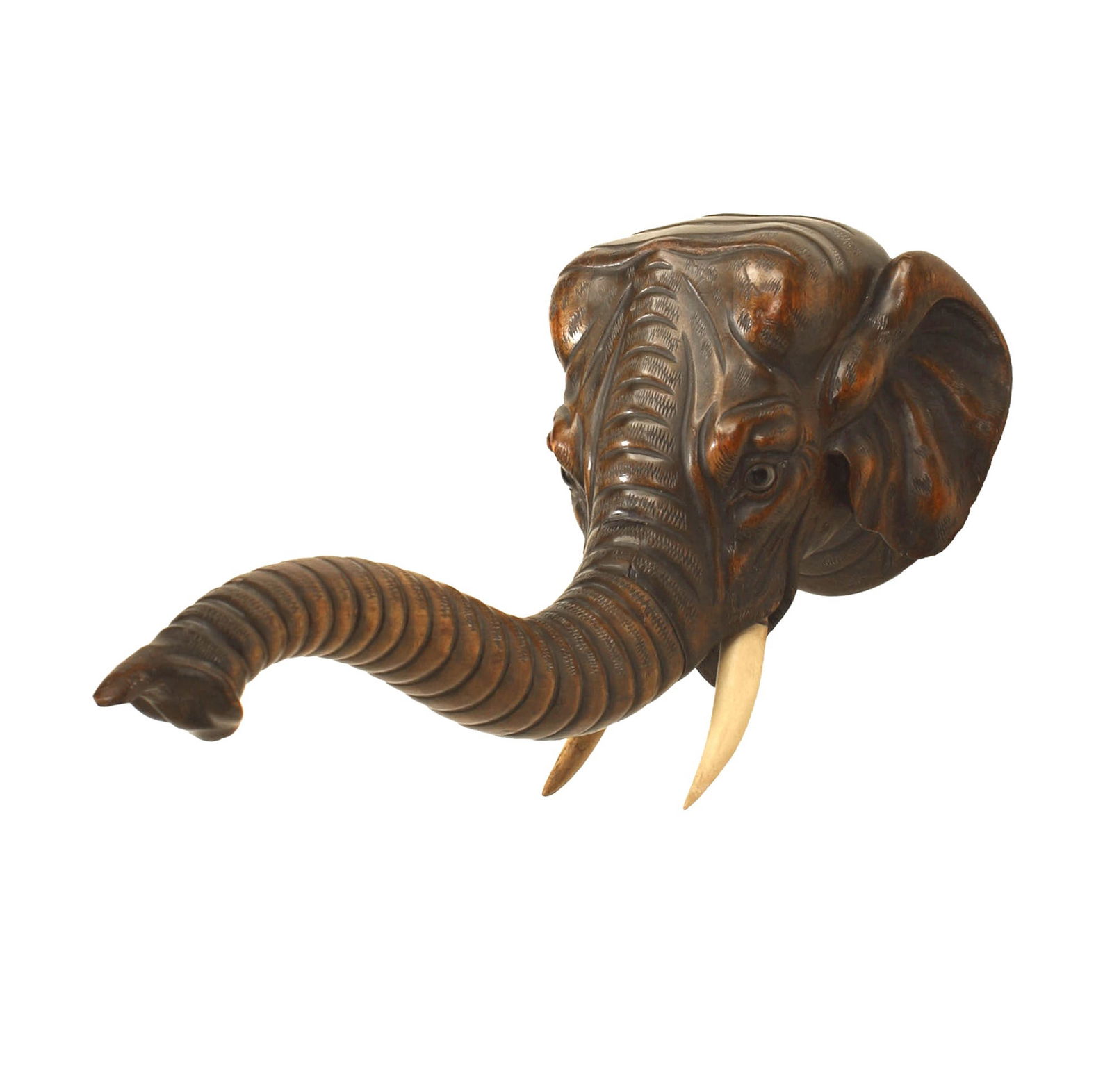 Anglo-Indian Carved Walnut Elephant Bust Hat Rack 19th Century (1 of 5)