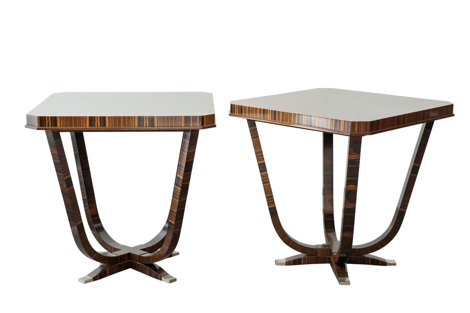 Pair of Lucien Rollin for William Switzer Exotic Hardwood and Chrome End Tables (1 of 2)