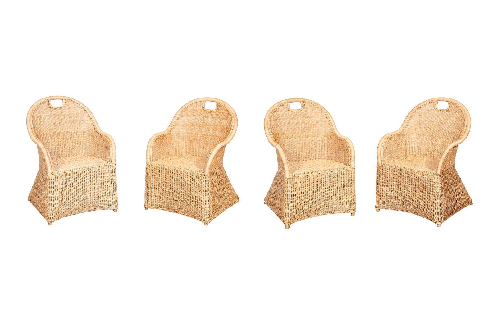 Set of Four "Shore" Wicker Armchairs Serena & Lily, recent manufacture (1 of 11)