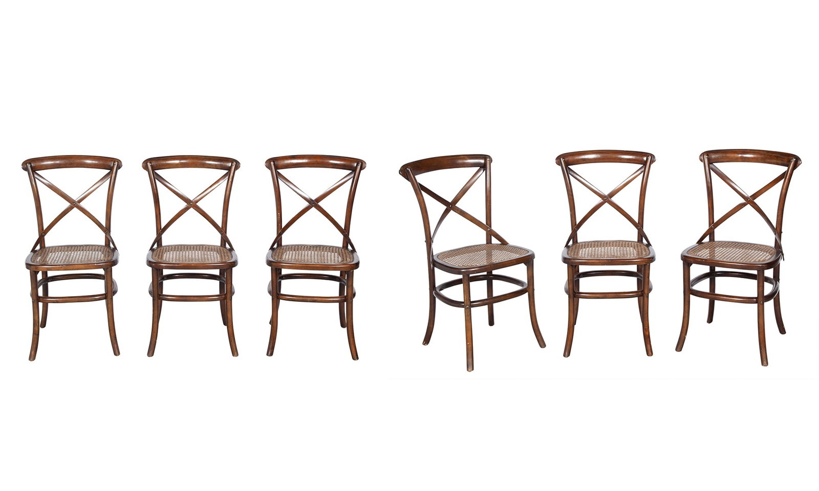 Set of Six Caned Bentwood Dining Chairs 20th Century (1 of 7)