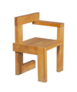 Gerrit Rietveld Maple 'Steltman' Chair Designed in 1963: Height 27 1/4 inches, width 21 1/2 inches, depth 19 inches. Notes: A master of 20th century furniture design, the Steltman Chair was the last chair Rietveld designed, at the age of 75. This model was