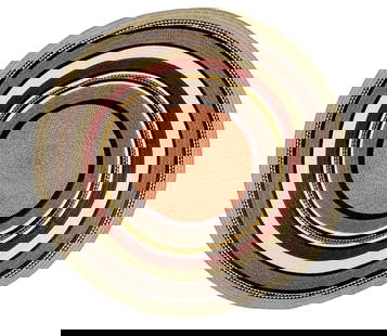 Colombian Hand-Woven Grass Carpet Contemporary: Circular with concentric circles. Diameter 61 inches.