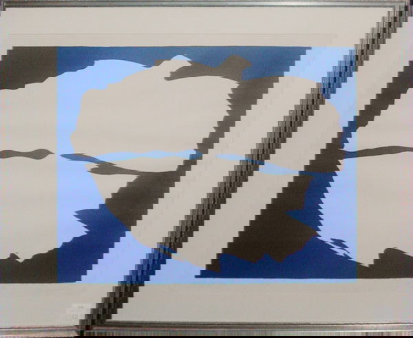 Jack Youngerman COMPOSITION Lithograph printed in: Jack Youngerman COMPOSITION Lithograph printed in blue and white, 1965, signed, dated, inscribed artist's proof /50 and dedicated in pencil. 19 3/4 x 23 inches