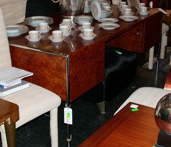 Burl-Walnut and Tubular Chromed Metal Executive De: Burl-Walnut and Tubular Chromed Metal Executive Desk Designed by Ward Bennett Height 29 inches, width 6 feet, depth 35 1/2 inches.