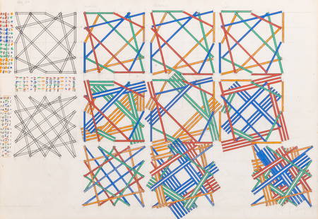 Kenneth Martin: British, 1905-1984 Study for Chance, Order, Change, 1980 Dated Nov. 80 (ul) Gouache, ink and pencil on paper 11 5/8 x 16 1/2 inches (29.5 x 41.9 cm) Provenance: Annely Juda Fine Art, London Framed dim