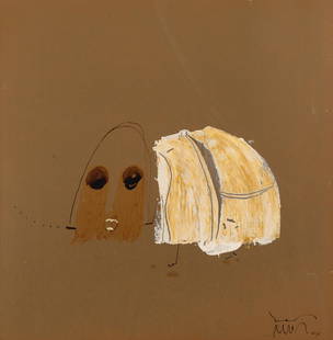 Benjamin Canas: Salvadoran, 1933-1987 Untitled (Beast), 1968 Signed with artist's mark and dated 68 (lr) Oil and ink on card 13 7/8 x 13 5/8 inches (35.2 x 34.6 cm) Framed dimensions: 19 1/2 x 19 1/4 x 3/4 inches