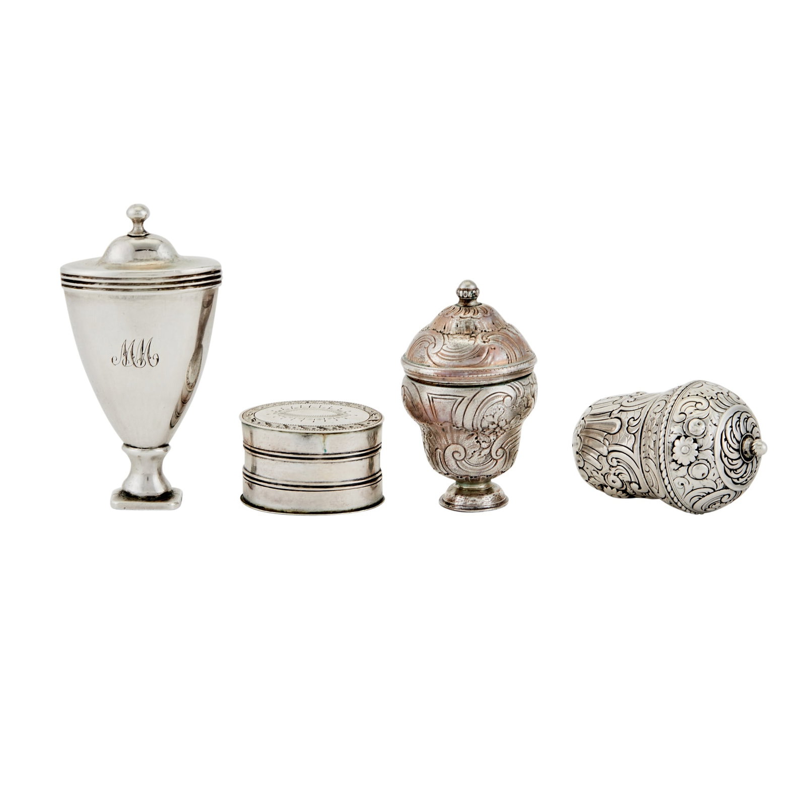Group of English Sterling Silver Nutmeg Graters Late 18th/ early 19th century, various makers (1 of 4)