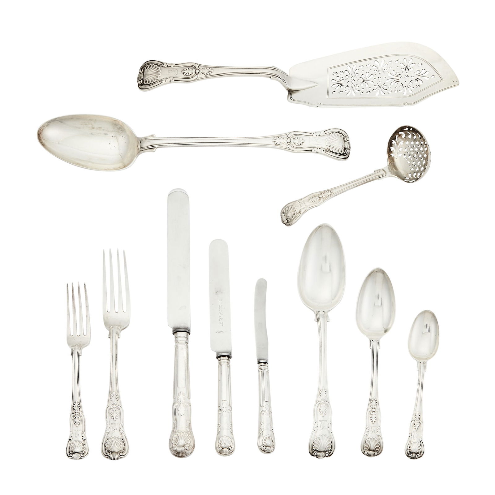 Georgian and Victorian Sterling Silver King's Pattern Flatware Service (1 of 3)
