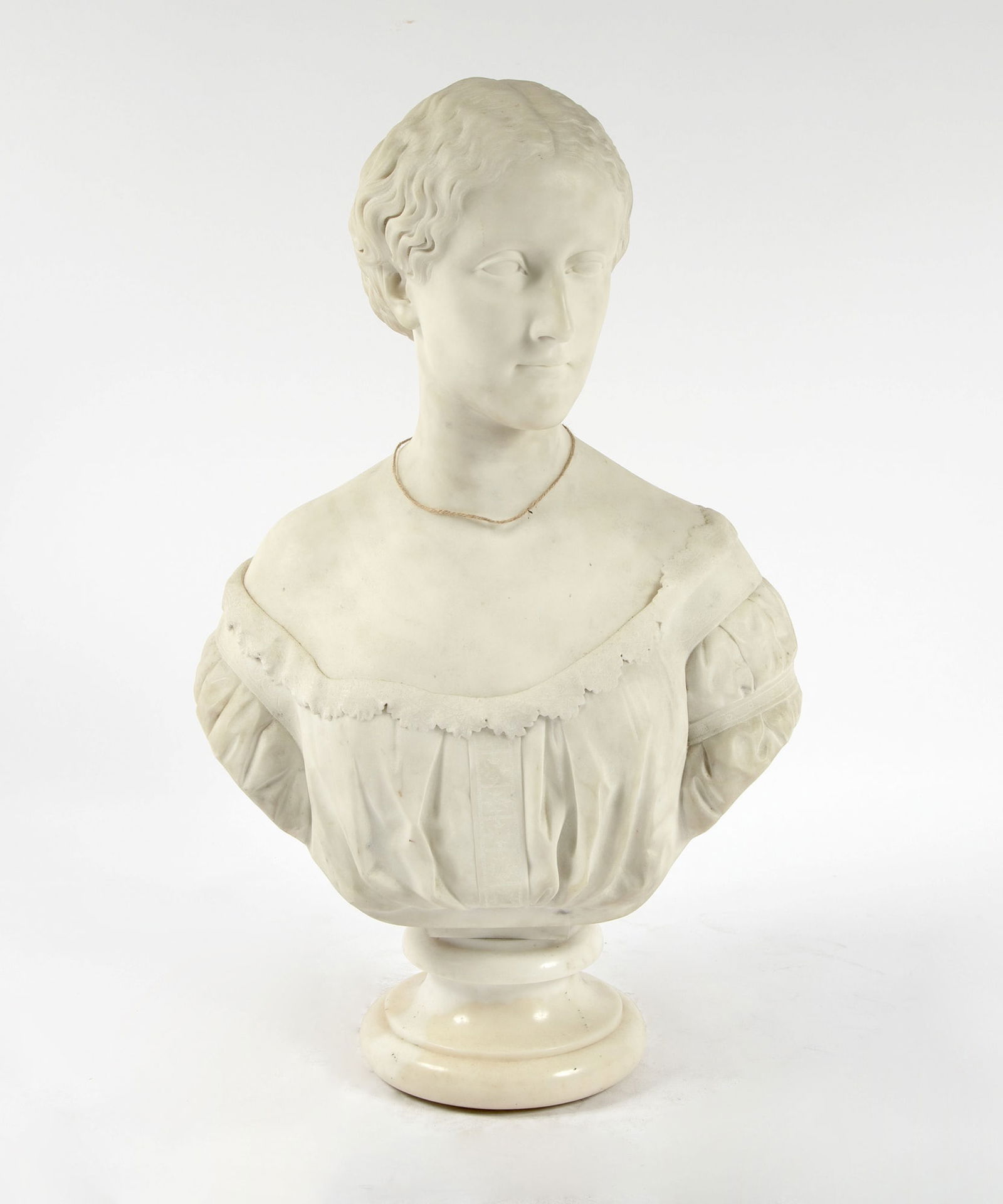 Victorian Carved Marble Bust of a Woman dated 1866 (1 of 6)