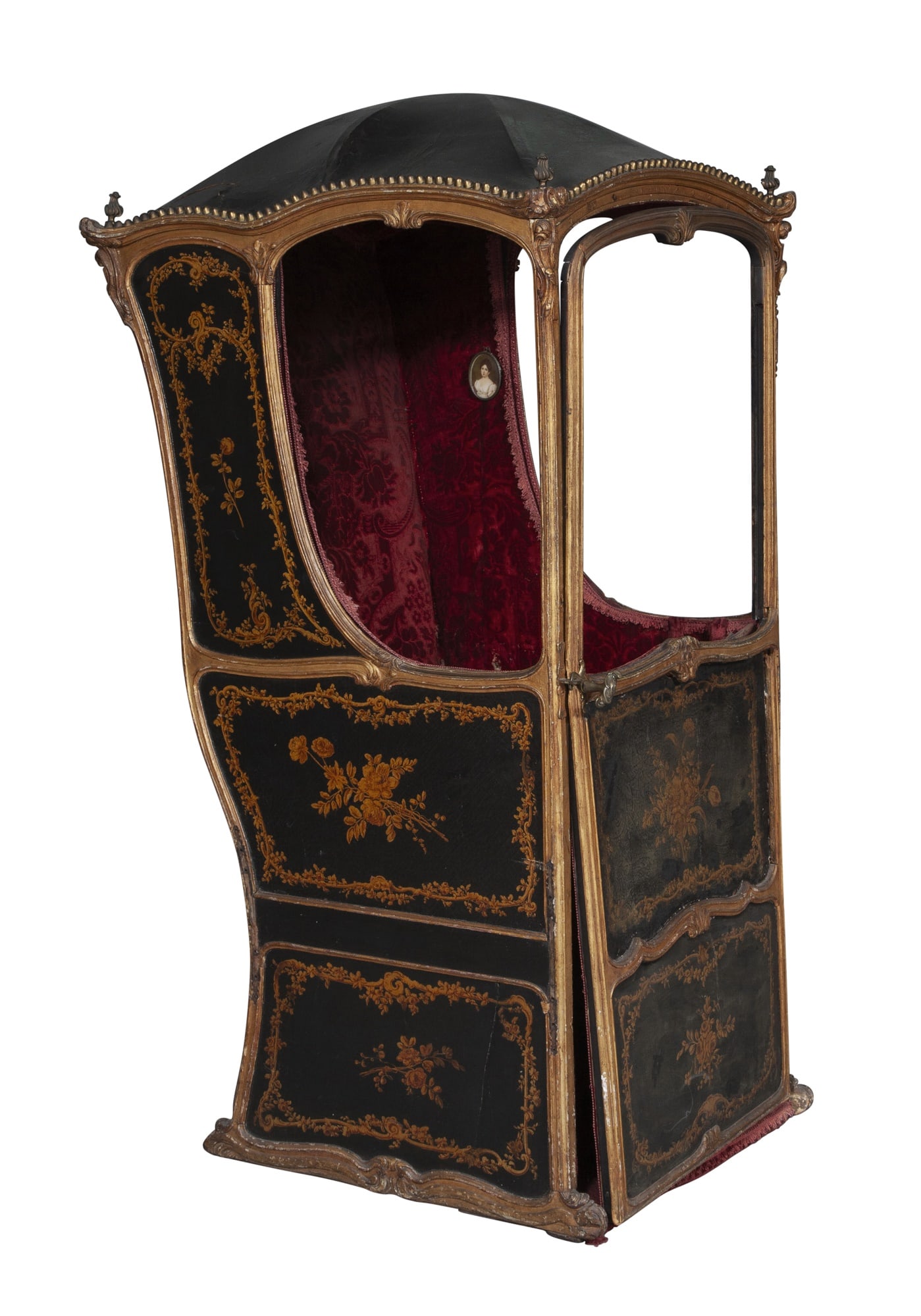 Venetian Rococo Style Painted Leather and Parcel-Gilt Sedan Chair 19th Century (1 of 7)
