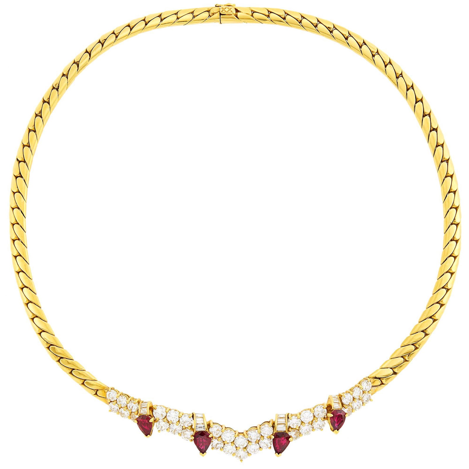 Rolland Barrey Gold, Ruby and Diamond Necklace (1 of 2)