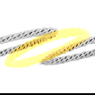 Ilias Lalaounis Fluted Gold Bangle Bracelet: Estate / Collection: The Sharon Blaisedell Casdin Collection 18 kt., signed Greece, with maker's mark, ap. 29.5 dwts. Inner cir. 7 inches.