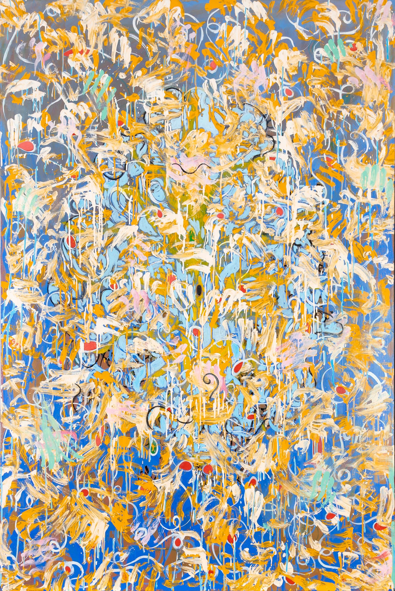 Verne Dawson: American, b. 1951 Blue Finger Painting with Black Line and Hole, 1986-8 Signed and dated Verne Dawson 1986-88, signed and dated Verne Dawson 1986-8 and inscribed as t