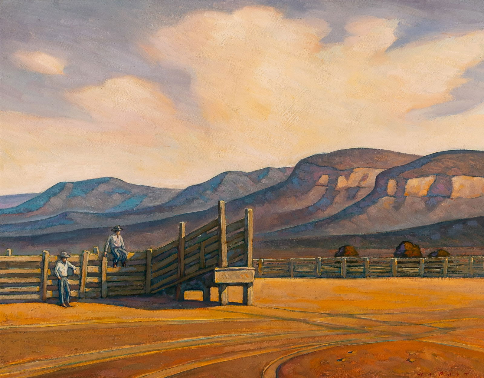 Howard Post: Estate / Collection: The Collection of the Direct Descendants of Gertrude Vanderbilt Whitney American, b. 1948 On the Chute, 1961 Signed H E Post and dated '61 (lr) Oil on canvas 15 7/8 x 20 inches