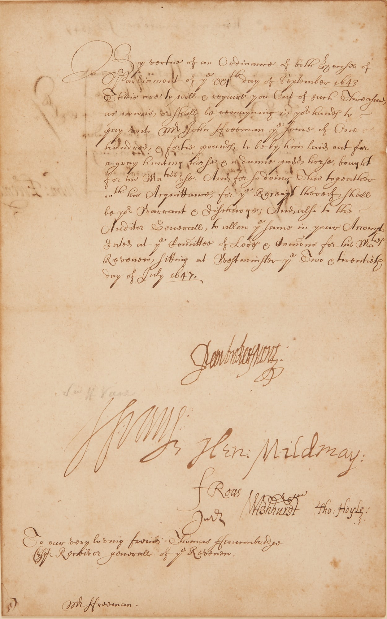 Sir Henry Vane, fifth Governor of the Massachusetts colony (1 of 2)