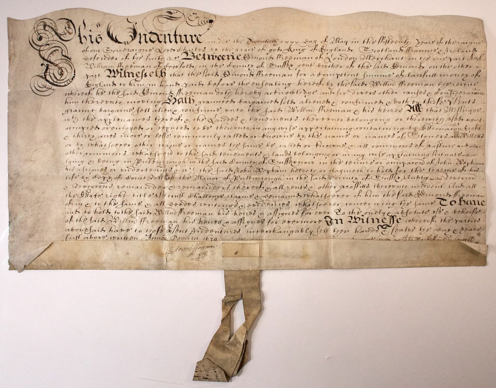 Signed by one of the ten founders of Sandwich, Massachusetts (1 of 2)