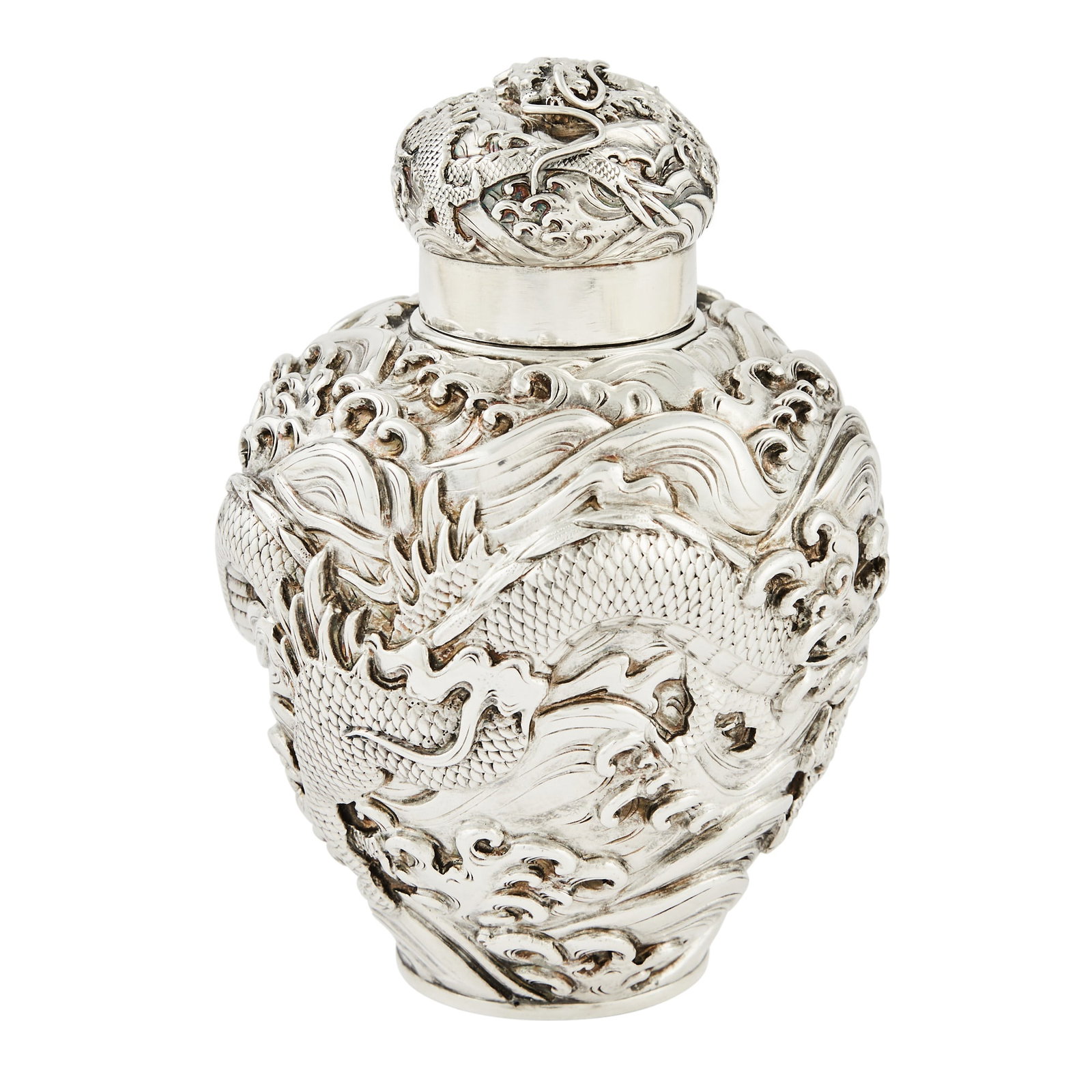 Japanese Silver Tea Caddy Late 19th/early 20th century (1 of 4)