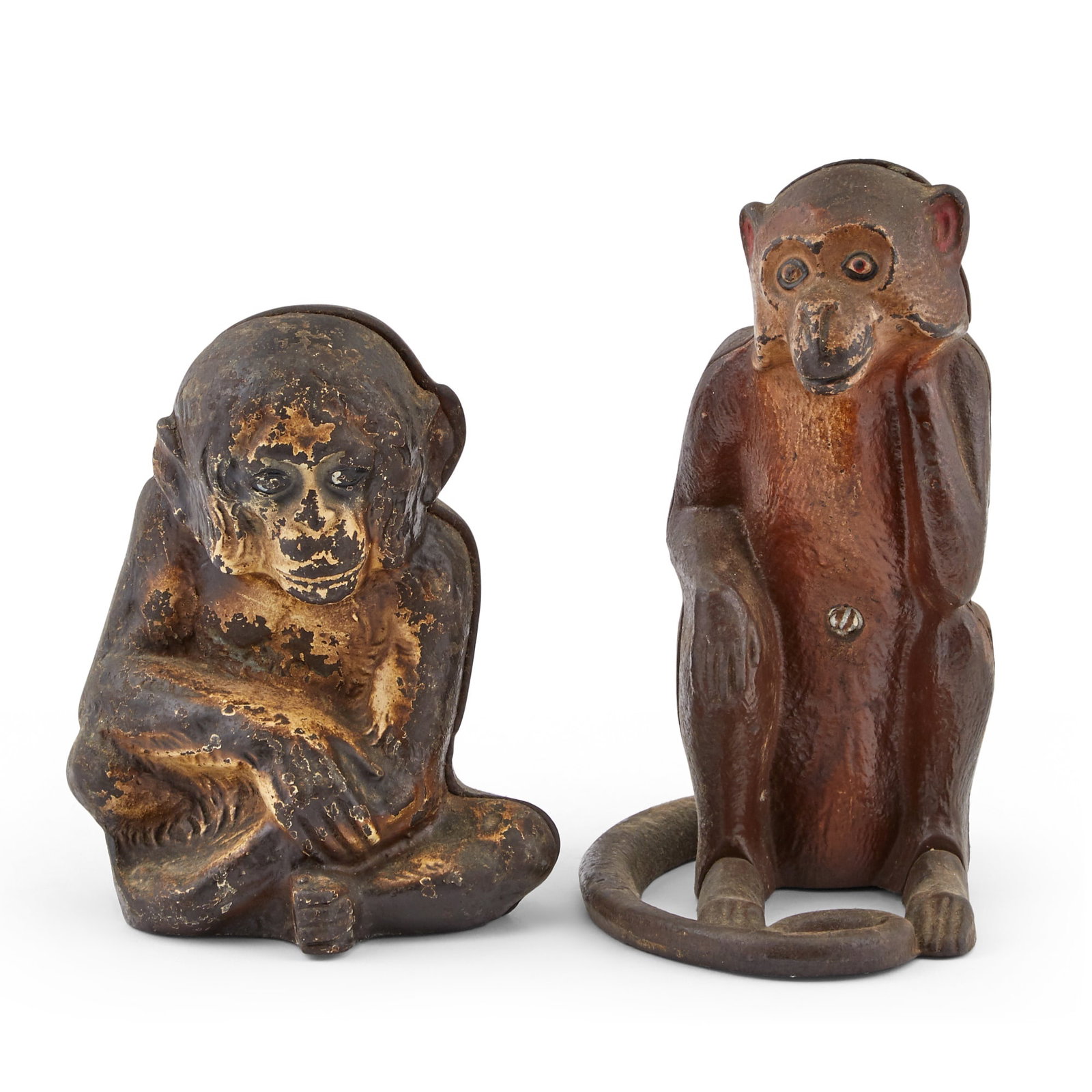Two Painted Cast Iron Monkey Door Stops (1 of 2)