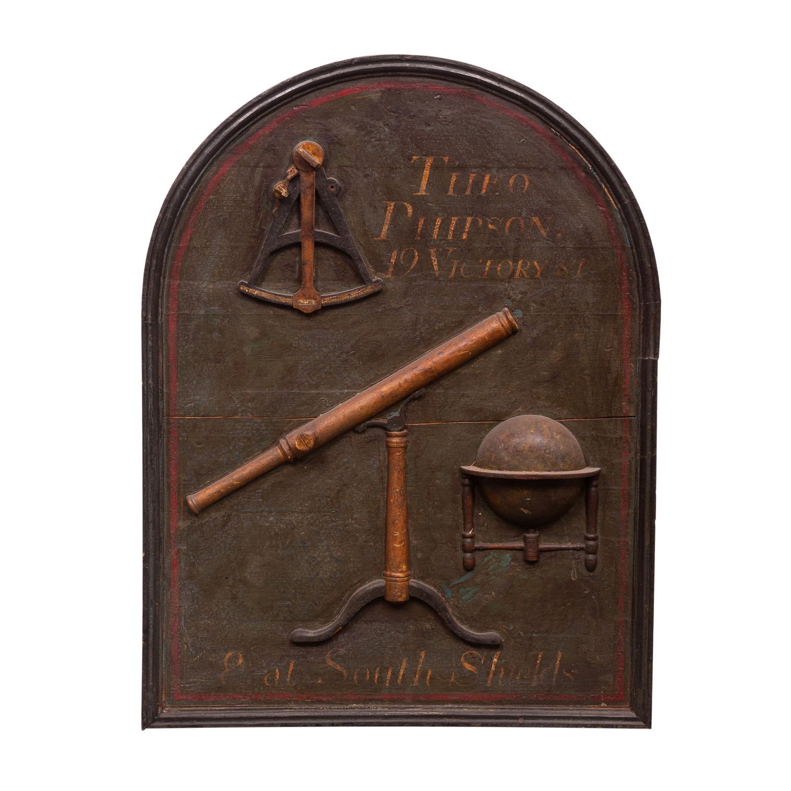 Scientific Instrument Maker's Painted Wood Trade Sign For Theodore Phipson, circa 1900 (1 of 4)