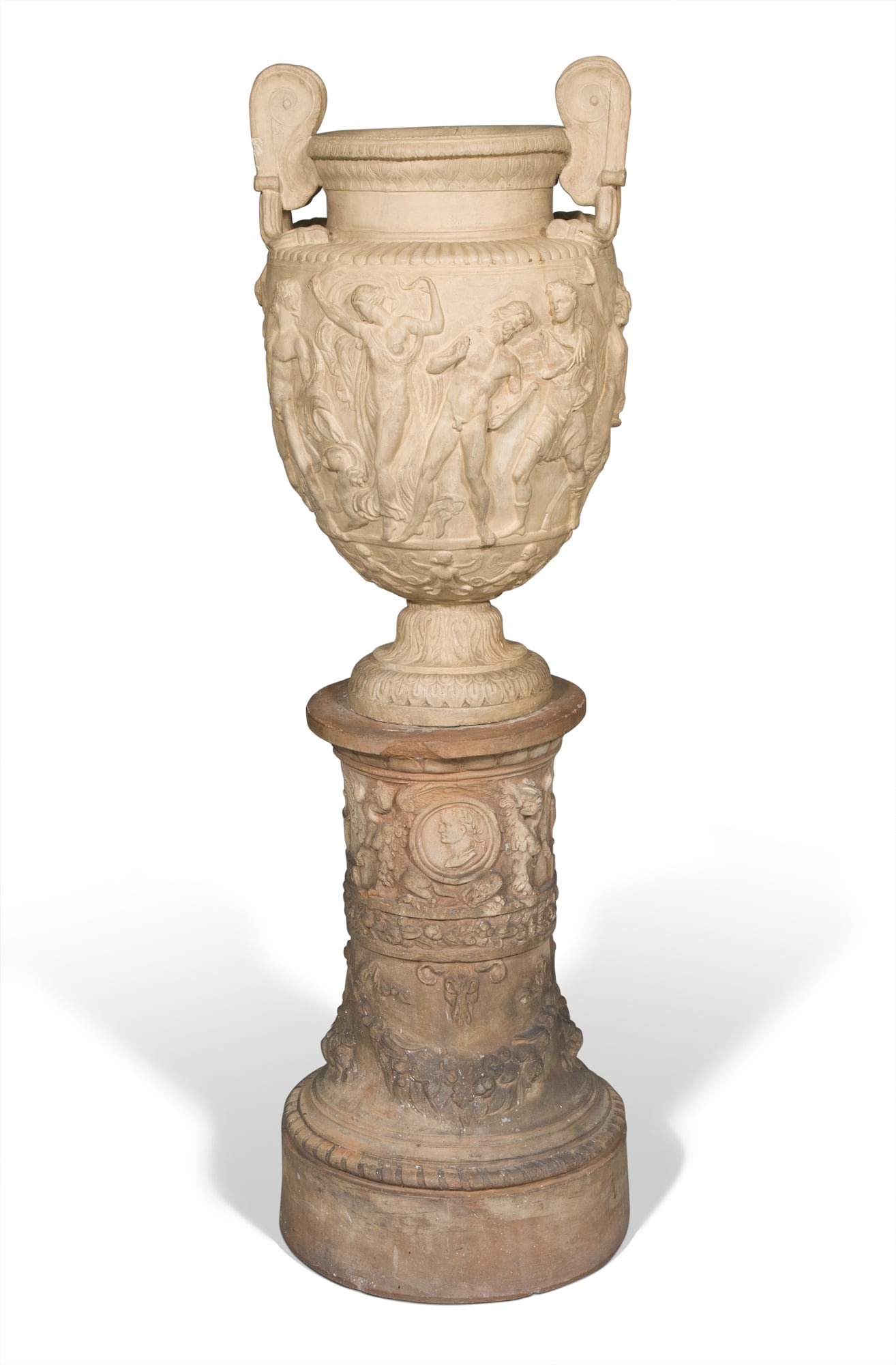 Neoclassical Style Terracotta Urn on Terracotta Pedestal (1 of 6)